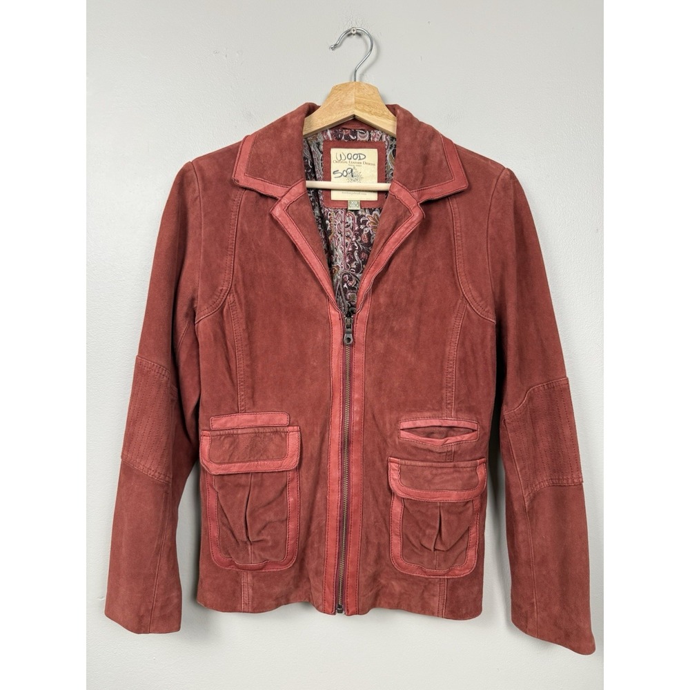 Vintage The Territory Ahead Red Suede Leather Jacket XS Boho Western Retro‎ Y2K - Picture 7 of 15